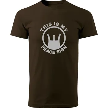 Pánské tričko Tričko THIS IS MY PEACE SIGN - hnědá