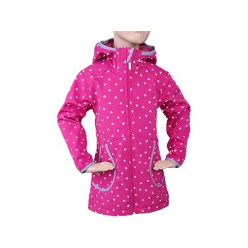 Dívčí oblečení Fantom Dívčí softshellový kabát s FLEECEM - růžový+reflexní srdíčka KONFEKČNÍ VELIKOST: 134
