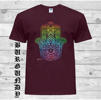 detske-levne-bavlnene-tricko-potisk-hamsa-bozi-ruka Barva: Burgundy - vínová, velikost: 164