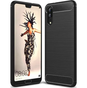 Pouzdro na mobilní telefon Ochranný silikonový obal karbon pro Huawei P20 - černý