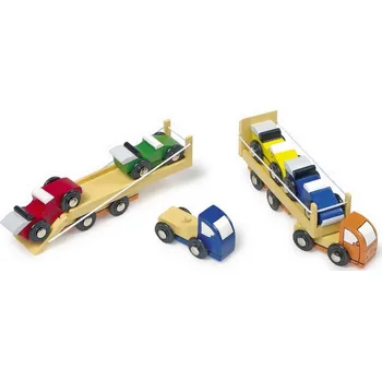 Hračka Small Foot 2 přepravní vozidla závodních aut