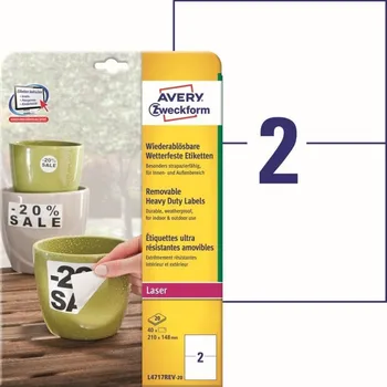 Samolepící etiketa Odolné snímatelné etikety 210 x 148 mm, 20 listů A4 L4717REV-20
