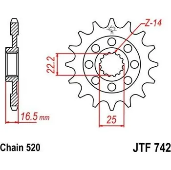 Řetězová sada pro motocykl Jt sprockets JTF 742-14 Ducati