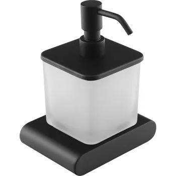 Dávkovač mýdla Sapho FLORI dávkovač mýdla, 300ml, mléčné sklo, černá mat