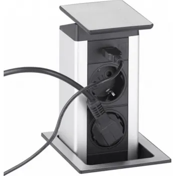 Elektrická zásuvka EVO Line Výsuvná zásuvka Port Push Cuisine 2x230V 1xUSB nabíjení / Nerez