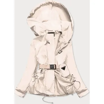 Dámská halenka Krátká béžová dámská bunda s páskem (AG3-03) odstíny béžové M (38)