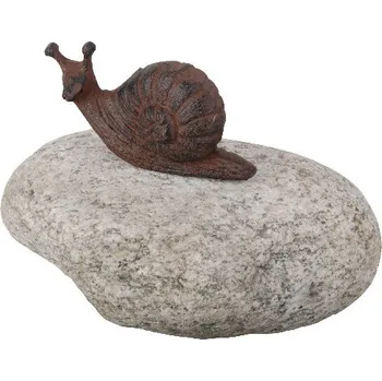 Zahradní dekorace Kámen ANIMAL STONE, s litinovými zvířátky, 13cm, (č.1 - č.6), šedá/hnědo-červená|výběr z variant|Esschert Design - produkt č. 6