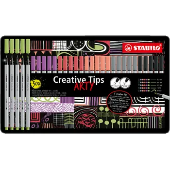Stabilo Kreativní set STABILO Creative Tips PASTEL (6 různých barev) 30 ks sada v plechu 457141