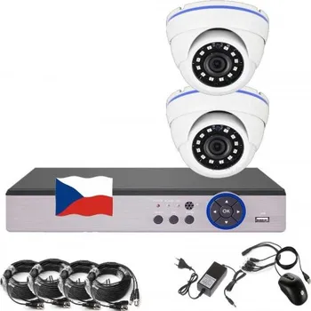 Analogová kamera 4CH 5MPx AHD kamerový set EONBOOM 2D CCTV s DVR s LAN a 2x venkovní dome kamera