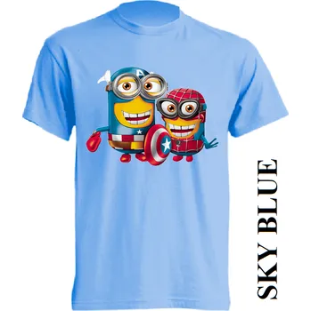 Chlapecké tričko detske-levne-bavlnene-tricko-potisk-mimon-Spiderman-Kpt-Amerika Barva: Sky blue - nebesky modrá, velikost: 140