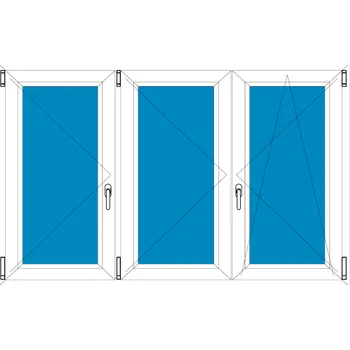 Okno Ekosun Plastové okno 170x90 Trojkřídlé bez středového sloupku