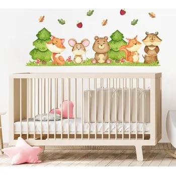 Samolepící dekorace Nálepky na zeď lesní zvířátka | Plotbase s.r.o. 120x45cm
