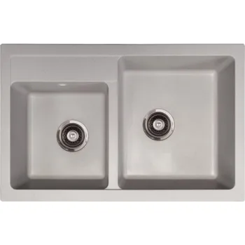 Nerezový dřez Metalac Inko Metalac Inko, dřez X GRANIT QUADRO PLUS 2D, 780 x 500 mm, průmě 90 mm pro sifon, tl. 12 mm (šedý), včetně sifonu