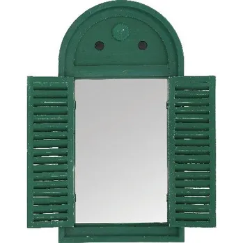 Zrcadlo Zrcadlo francouzské s okenicemi, zelená patina, dřevěné, 38x5x54 cm|Esschert Design
