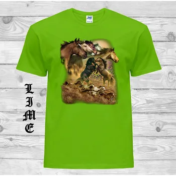 Dívčí tričko detske-levne-bavlnene-tricko-potisk-divoky-kun Barva: Lime - limetková, velikost: 128