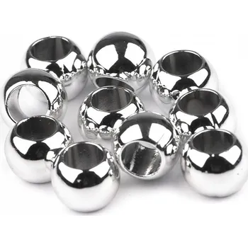 Korálek Plastové korálky Metalic s velkým průvlekem 8x10 mm