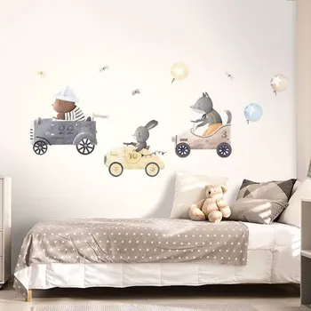 Samolepící dekorace Nálepky na zeď pestrobarevná závodní auta - Plotbase, s.r.o., 120x45cm