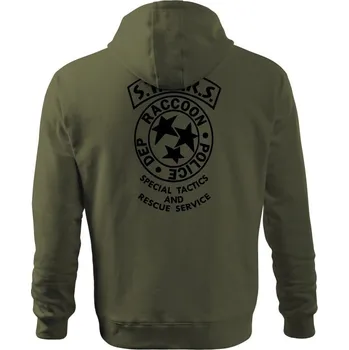Pánská mikina Mikina s kapucí S.T.A.R.S. R.P.D. Special Tactics and Rescue Service - olivová