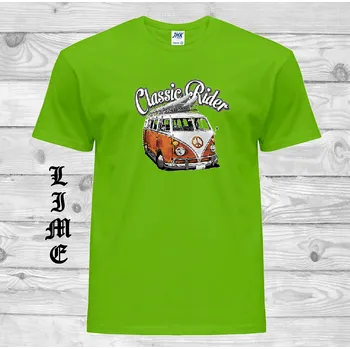 detske-bavlnene-levne-tricko-potisk-VW-hipie-autobus Barva: Lime - limetková, velikost: 104