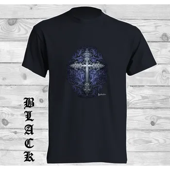 detske-levne-bavlnene-tricko-potisk-goticky-kriz Barva: Black -černá, velikost: 164