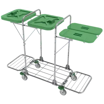 Odpadkový koš VK 120 - 80R vozík na třídění odpadu a prádla, ruční otevírání plast - VK - zelený