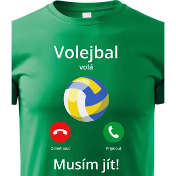 Chlapecké tričko Dětské tričko Volejbal volá Musím jít!, Barva Zelená, Velikost 110 cm/4 roky, Canvas Dětské tričko Bezvatriko.cz 2365