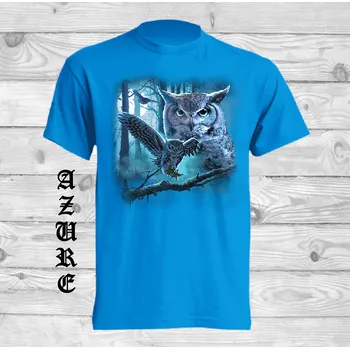 Chlapecké tričko detske-levne-bavlnene-tricko-potisk-sovy Barva: Azure - azurově modrá, velikost: 164