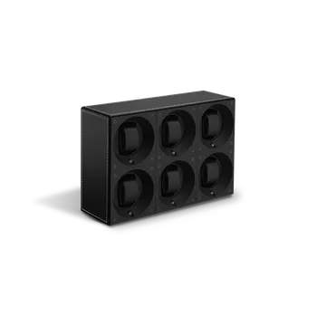 Natahovač hodinek SWISSKUBIK Multiple 6p SwissKubiK v černé kůži prošívanou bílou nití