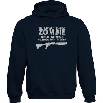 Pánská mikina Mikina s kapucí Zombie Apocalypse Shotgun Remington - námořní modrá