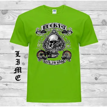 Chlapecké tričko detske-levne-bavlnene-tricko-potisk-biker-lucky Barva: Lime - limetková, velikost: 140