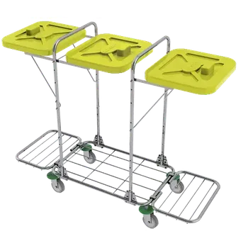 Odpadkový koš VK 120 - 3R vozík na třídění odpadu a prádla, ruční otevírání plast - VK - žlutý