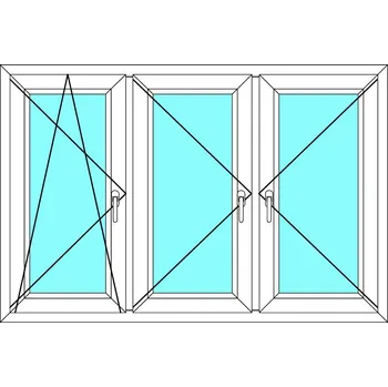 Okno Ekosun Plastové okno 300x150 Trojkřídlé se sloupky