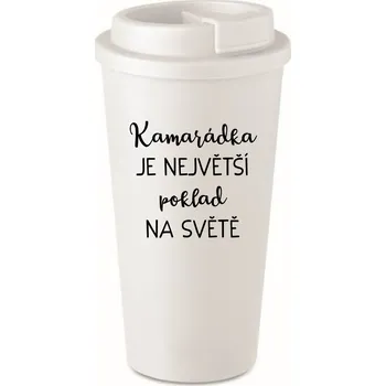 Termohrnek KAMARÁDKA JE NEJVĚTŠÍ POKLAD NA SVĚTĚ - bílý termohrnek 475 ml