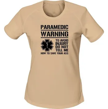 Dámské tričko Dámské funkční tričko PARAMEDIC WARNING - písková