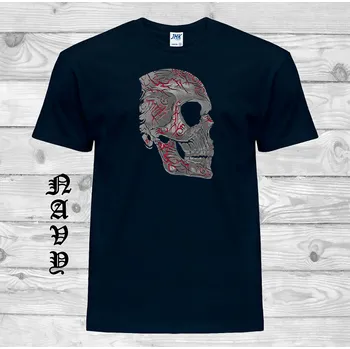 detske-levne-bavlnene-tricko-potisk-tetovane-lebky Barva: Navy - tmavě modrá, velikost: 164