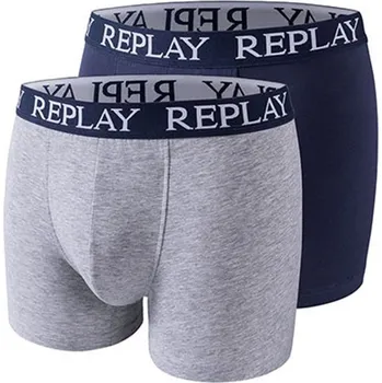 Boxerky Replay Pánské boxerky - 2 kusy I101005 Grey Melange-Indigo S