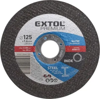 Řezný kotouč Kotouč řezný na ocel, nerez, 125x1,6x22,2mm EXTOL PREMIUM,8701002