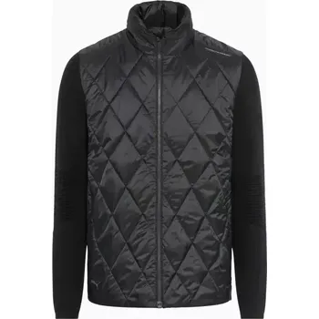 Pánská softshellová bunda PORSCHE DESIGN Hybrid jacket Bunda prošívaná s pletenými rukávy a kapucí černá (Sportovní hybridní bunda s mikinou s odnímatelnou kapucí.)