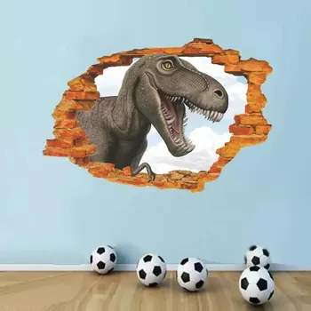 Samolepící dekorace Tapeta na zeď | samolepka na zeď 3D dinosauři - 50 x 70 cm - MULTI