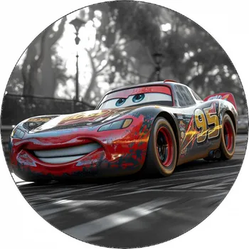 Jedlá dekorace na dort Jedlý papír Cars Blesk při závodech 19,5 cm