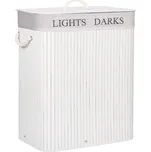 Springos Koš na prádlo 100l, dvoudílný BAMBUS bílý