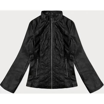 Černá klasická plus size bunda z eko-kůže J Style (11Z8133) odstíny černé XL (42)