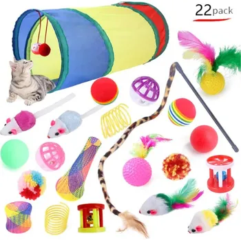 Hračka pro kočku Velká sada hraček pro kočičky (s prolézacím tunelem) Varianta: E - 22 ks