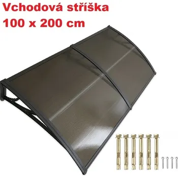 Vchodová stříška, přístřešek nad dveře a okna 100x200 cm, Aldo hnědá (Barva: Černá, hnědá)