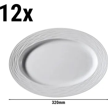 Talíř G.Gastro (12 kusů) SEA WAVE - Talíř/ talíř - oválný - Délka: 320 mm - bílý