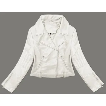 Bunda ramoneska v ecru barvě s asymetrickým zipem J Style (11Z8130) odstíny bílé L (40)