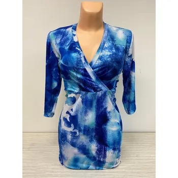 Dámská tunika Halenka modrá ELVÍRA, Barva Modrá, Velikost XXL 48, Materiál 98% Polyester 2% Lycra