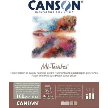 Canson Mi-Teintes 20 listů 32x41 cm 160 g, lepený, šedé tóny