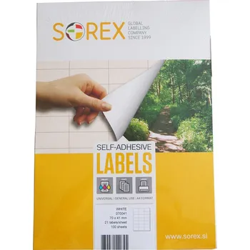Speciální papír Etikety na archu A4 Sorex 38x21,2mm 6500 etiket