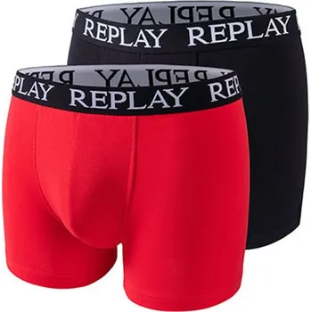 Pánské spodní prádlo Replay Pánské boxerky - 2 kusy I101005 Červená-Black S